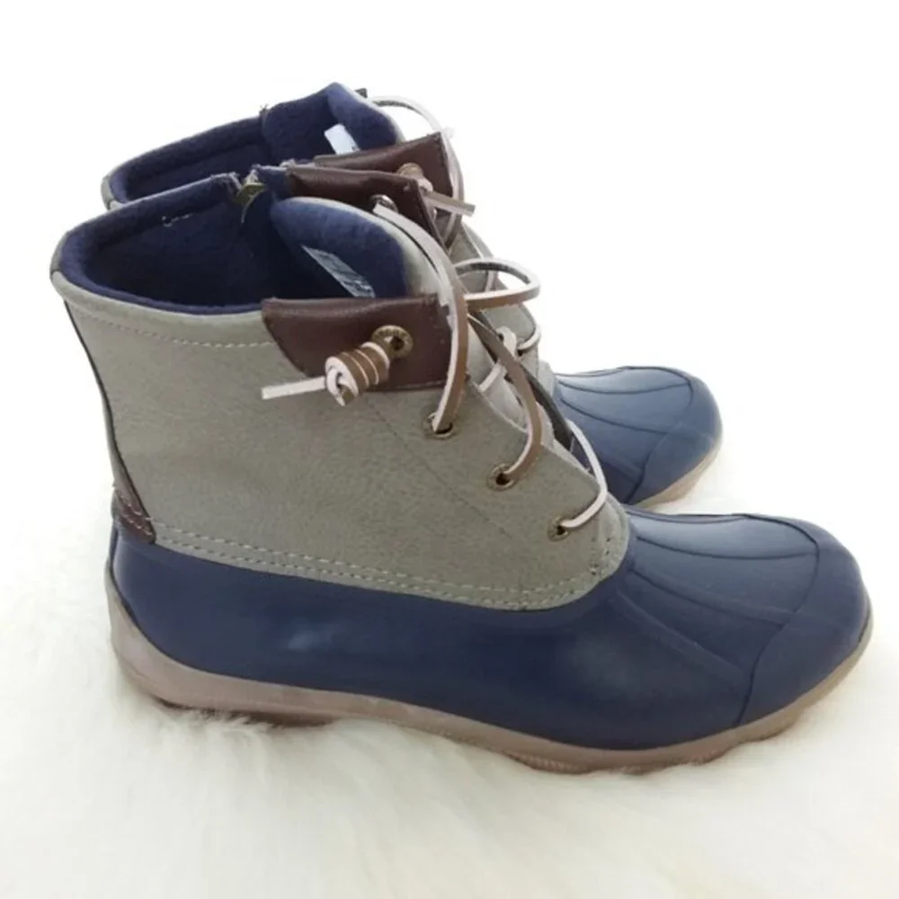 Sperry Waterproof Rubber Outdoor Rain Duck Boots Blue Gray 8
